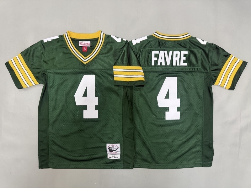 Youth Green Bay Packers #4 Favre Green Throwback Limited Nike NFL Jersey 01->youth nfl jersey->Youth Jersey